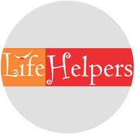Life Helpers Initiative's current logo: Life Helpers in orange and red, with a smiling i